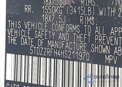 2017 Toyota Highlander Le Plus from USA, damaged, VIN 5TDZZRFH4HS211970